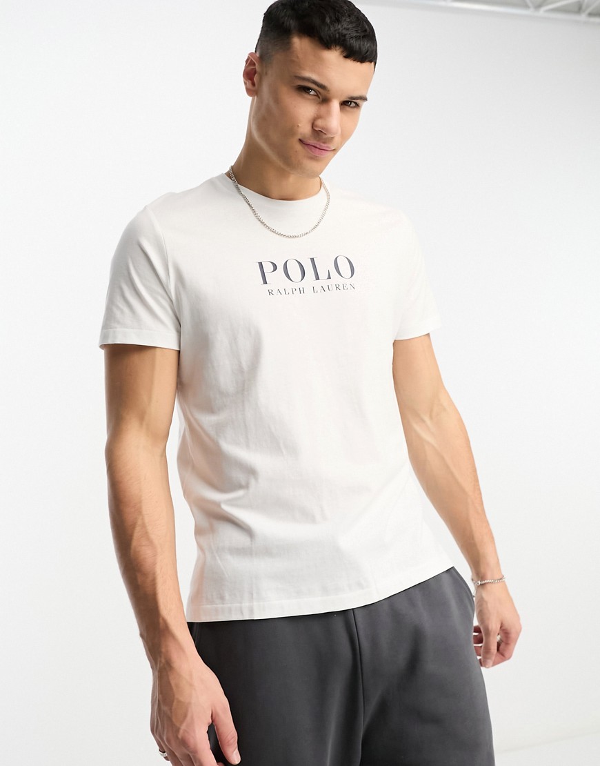 Polo Ralph Lauren loungewear t-shirt in white with chest text logo