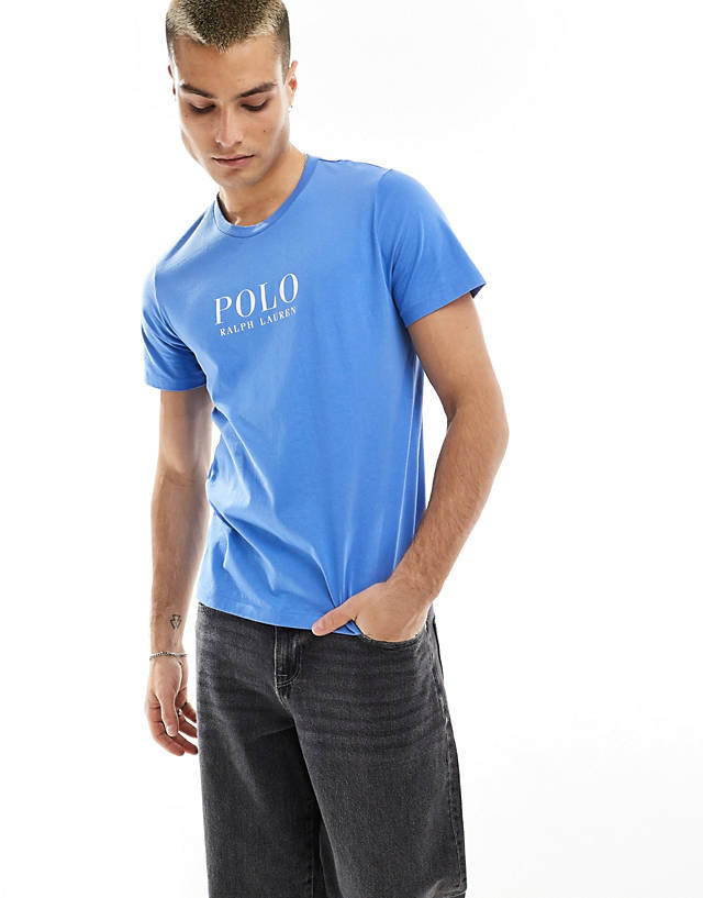 Polo Ralph Lauren - loungewear t-shirt with chest text logo in blue