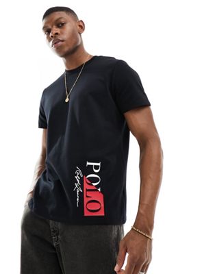 Polo Ralph Lauren Loungewear t-shirt with side text logo in black | ASOS