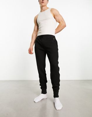 Polo Ralph Lauren loungewear waffle jogger in black with pony logo