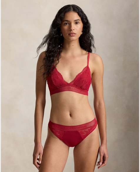 Polo Ralph Lauren Love collection lace bralette in red - view 1