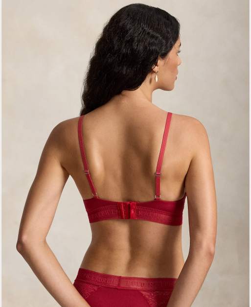 Polo Ralph Lauren Love collection lace bralette in red, 3 of 5