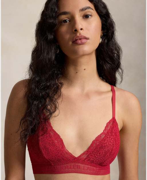 Polo Ralph Lauren Love collection lace bralette in red, 4 of 5