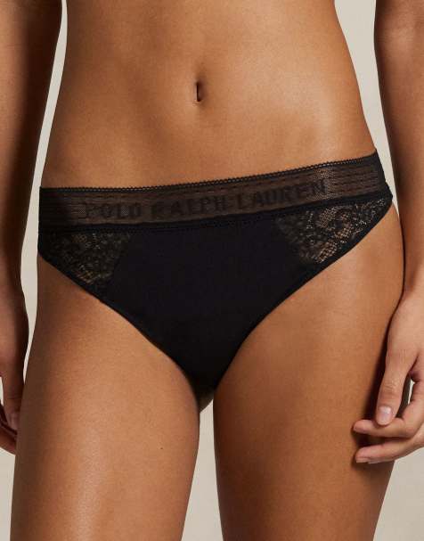 Polo Ralph Lauren love collection lace thong in black in onyx - BLACK - view 1
