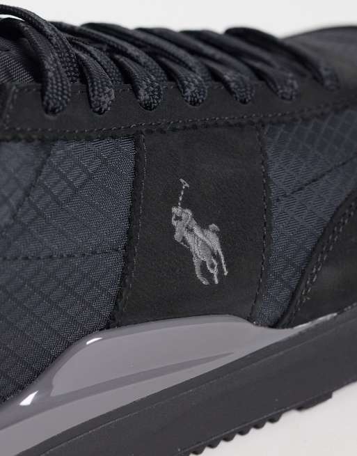 Polo Ralph Lauren low top lace up trainers in black, 4 of 5