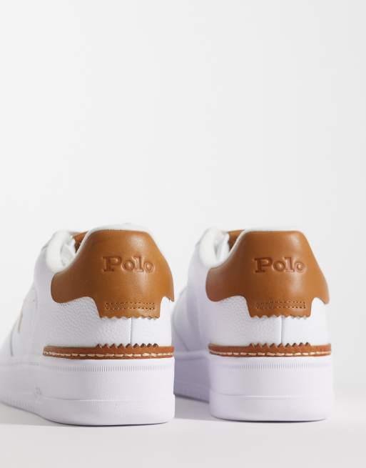 Polo Ralph Lauren low top sneakers in white/tan, 3 of 5