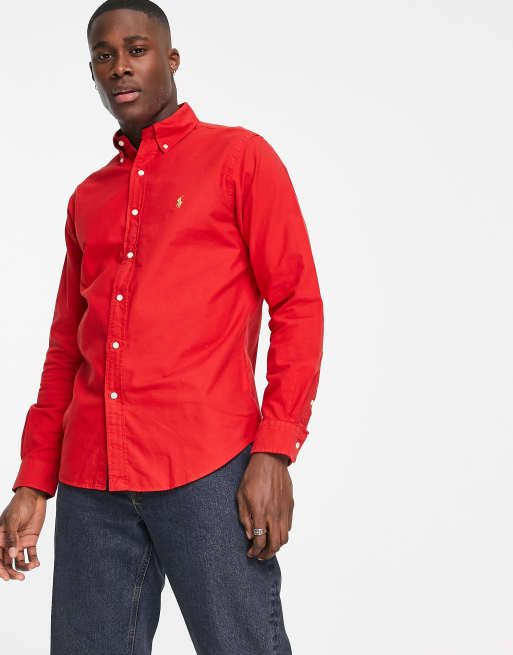 Red ralph lauren button hot sale up