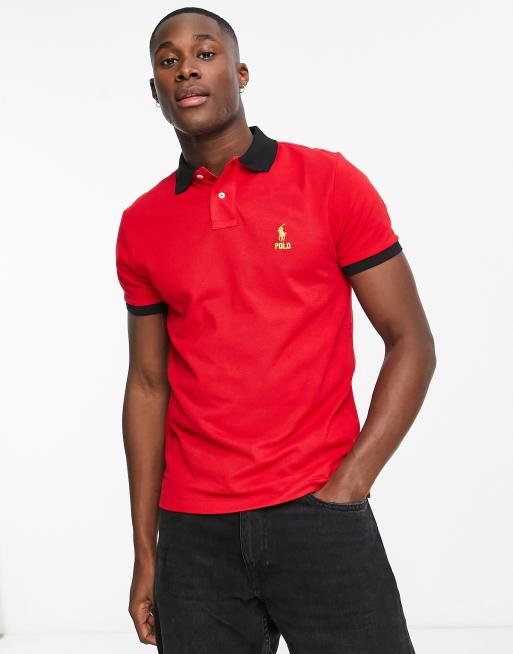 Polo Ralph Lauren lunar new year capsule gold logo pique polo in red | ASOS