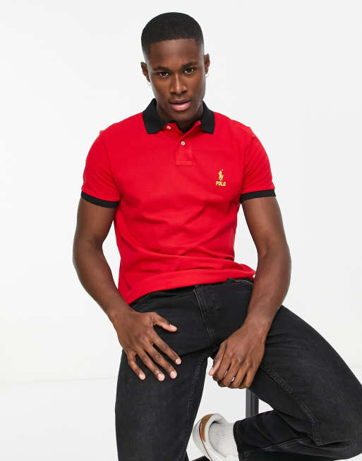 Polo Ralph Lauren lunar new year capsule gold logo pique polo in red | ASOS