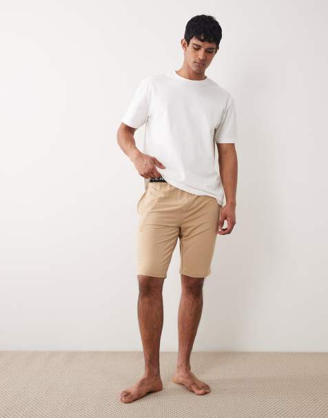 Polo Ralph Lauren - Lyse kakifarvede pyjamasshorts i jersey med våbenskjoldslogo - view 1