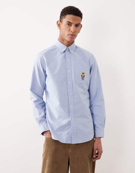 Polo Ralph Lauren - Lyseblå figursyet Oxford-skjorte med Heritage Bear-logo - view 1