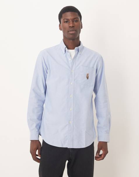 Polo Ralph Lauren - Lyseblå figursyet Oxford-skjorte med Heritage Bear - view 1