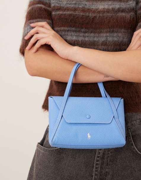 Polo Ralph Lauren - Lyseblå mini-taske med kuvertdesign i læder - view 1
