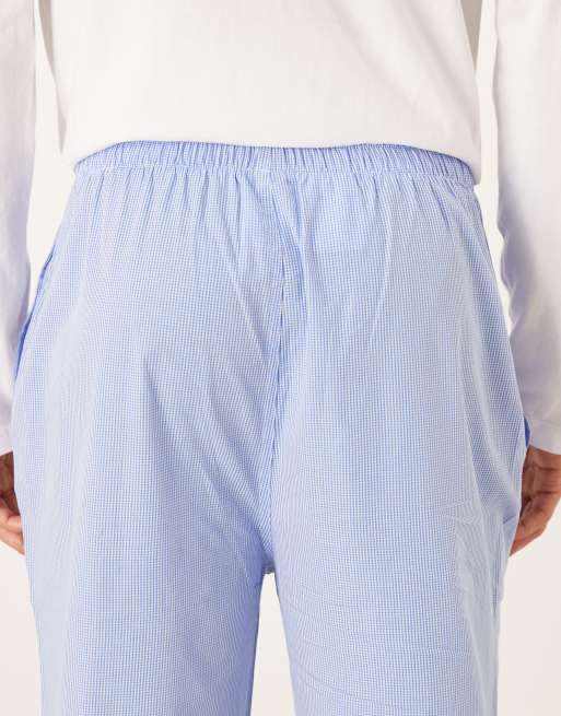 Polo Ralph Lauren - Lyseblå pyjamasbukser med gingham-tern i bomuld, 4 af 5