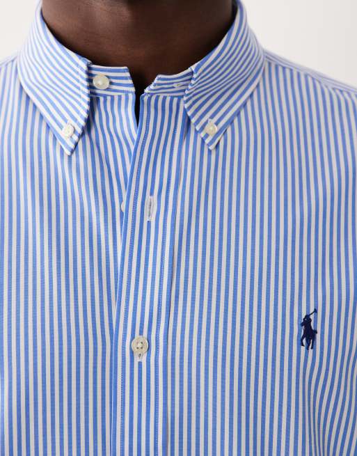 Polo Ralph Lauren - Lyseblå skjorte med striber og ikonlogo, 3 af 5