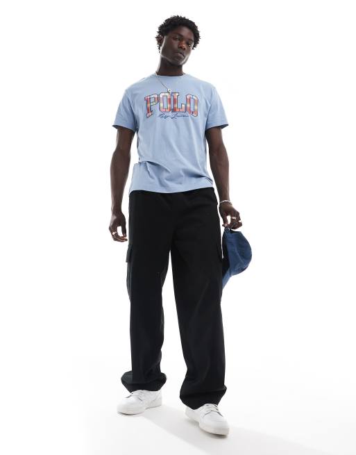 Polo Ralph Lauren - Lyseblå T-shirt med klassisk og oversized pasform og ternet logoprint, 4 af 4