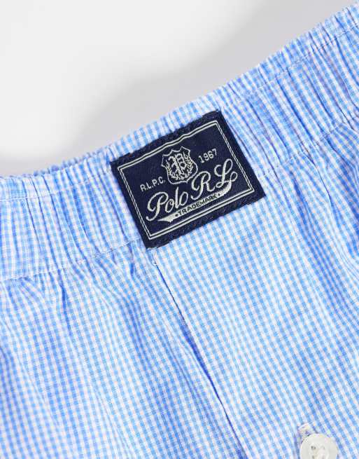 Polo Ralph Lauren - Lyseblå vævede boksershorts med gingham-tern, 3 af 3