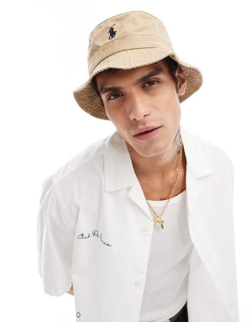 Polo Ralph Lauren - Lysebrun bøllehat i twill med logoikon, 4 af 4
