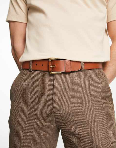 Polo Ralph Lauren - Lysebrunt glat læderbælte med ponylogo - view 1