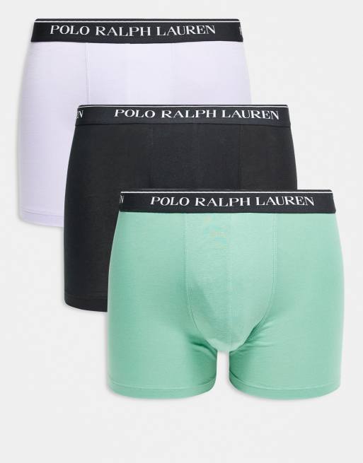 Polo Ralph Lauren - Lysegrønne/lilla/sorte klassiske boksershorts med hvid linning med logo i pakke med 3 par