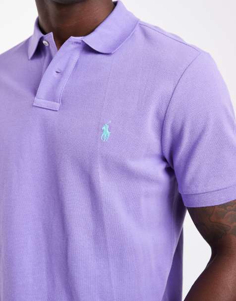 Polo Ralph Lauren - Lyslilla smal poloskjorte i piqué med logoikon - view 1