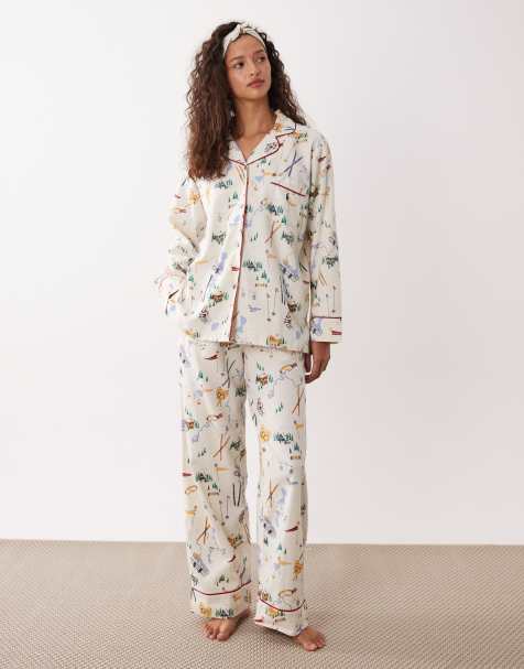 Polo Ralph Lauren Madison pyjama set in traveler ski print - MULTI - view 1