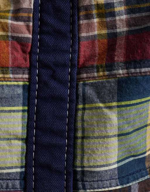 Polo Ralph Lauren – Madras – Patchwork-Tragetasche in Marineblau-Bunt, 3 von 4