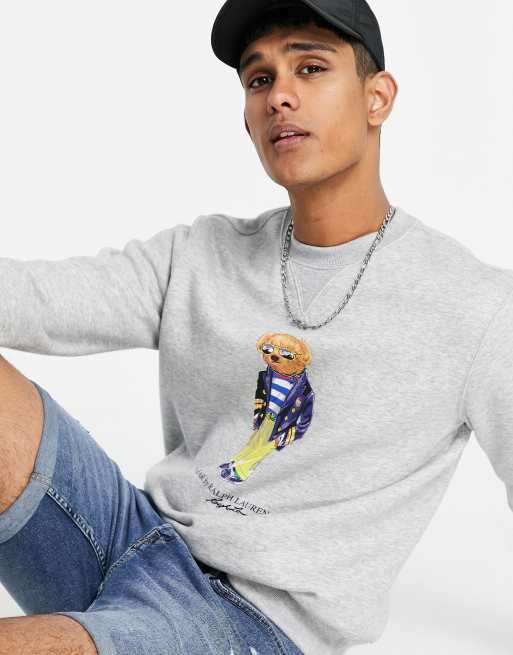 Ralph Lauren Crew Neck Bear Sweatshirt - Grey Heather