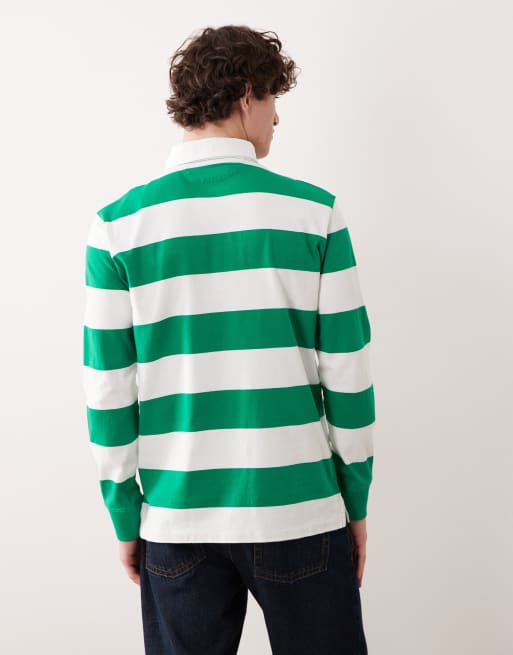 Polo Ralph Lauren - Maglia stile rugby a maniche lunghe a righe verde e bianca con logo, 4 di 5