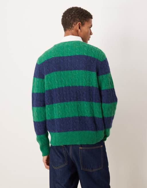 Polo Ralph Lauren - Maglia stile rugby verde e blu navy a righe, 3 di 5