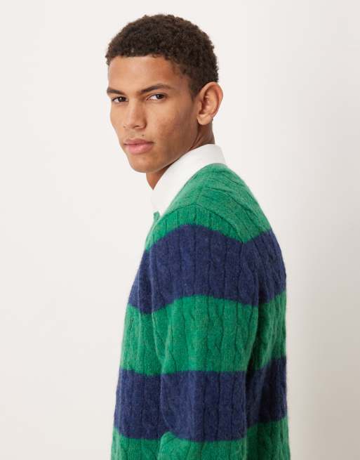 Polo Ralph Lauren - Maglia stile rugby verde e blu navy a righe, 4 di 5