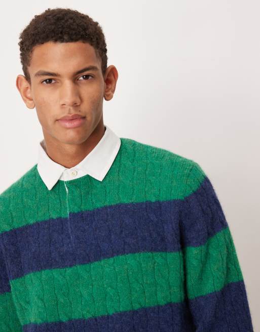 Polo Ralph Lauren - Maglia stile rugby verde e blu navy a righe, 5 di 5
