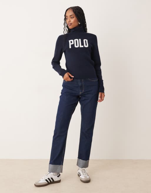 Polo Ralph Lauren - Maglione blu navy con collo alto e logo, 4 di 4