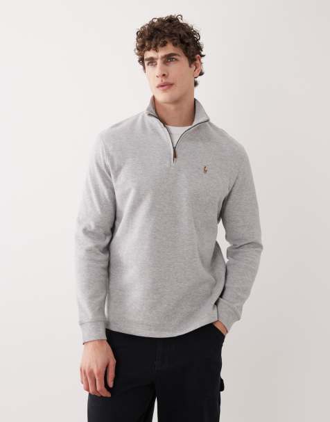 Polo Ralph Lauren - Maglione grigio con logo e zip corta - view 1