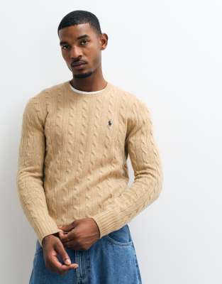 POLO RALPH LAUREN | Maglia in lana e cashmere a trecce cammello melange | Uomo | M - Immagine 11