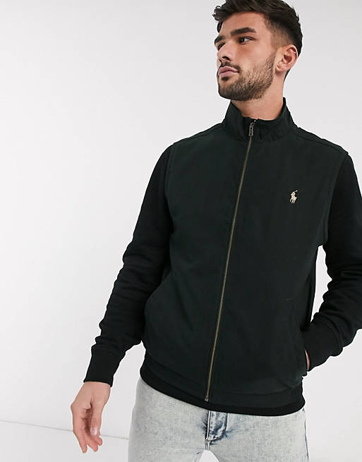 Polo Ralph Lauren Maidstone player logo vest jacket in black | ASOS
