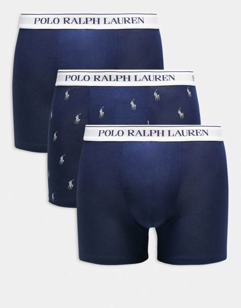 Polo Ralph Lauren – Marinblå, enfärgade och mönstrade trunks med logga på midjebandet, 3-pack - view 1