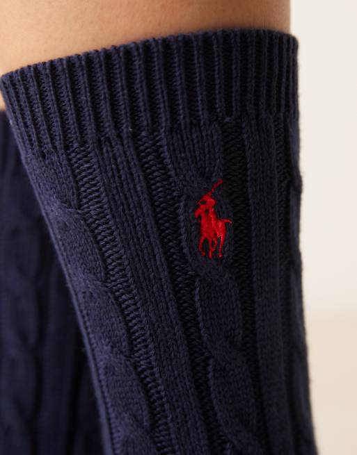 Polo Ralph Lauren – Marinblå, flätstickade sportstrumpor, 2 av 3