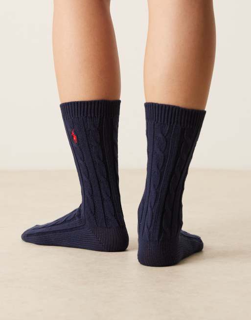 Polo Ralph Lauren – Marinblå, flätstickade sportstrumpor, 3 av 3