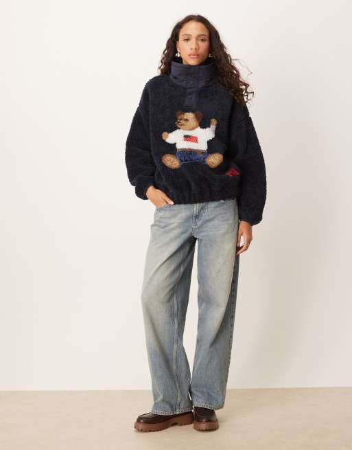 Polo Ralph Lauren – Marinblå fleece med Polo Bear-tryck, 2 av 4