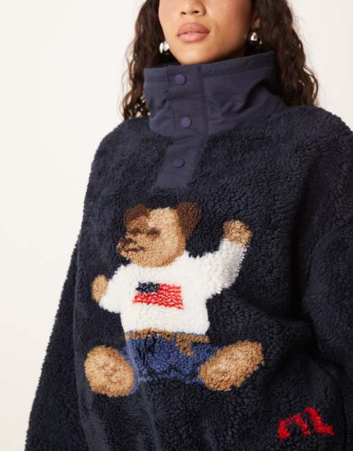 Polo Ralph Lauren – Marinblå fleece med Polo Bear-tryck, 4 av 4