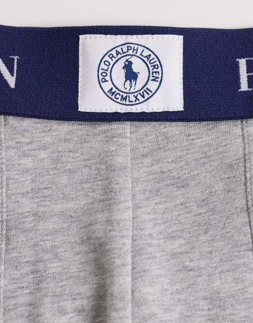 Polo Ralph Lauren – Marinblå, grå och blå trunks i bomull, 3-pack, 3 av 3