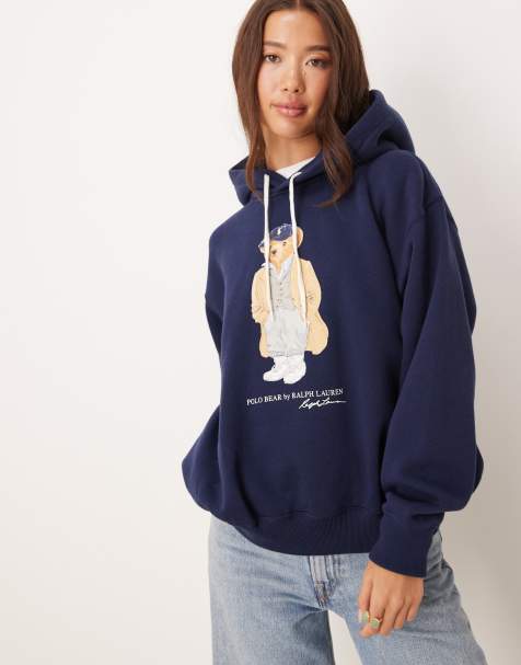 Polo Ralph Lauren – Marinblå huvtröja med Polo Bear-tryck - view 1