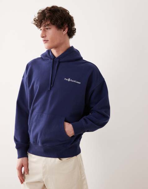 Polo Ralph Lauren – Marinblå huvtröja med skriftlogga på bröstet - view 1