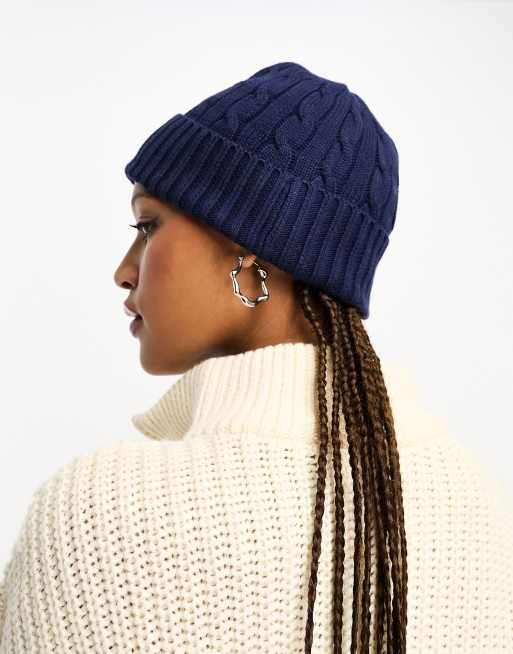 Polo Ralph Lauren – Marinblå kabelstickad mössa med logga, 2 av 4