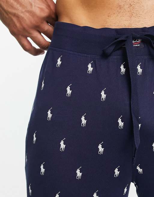 Polo Ralph Lauren – Marinblå mysbyxor med heltäckande logga, 3 av 4