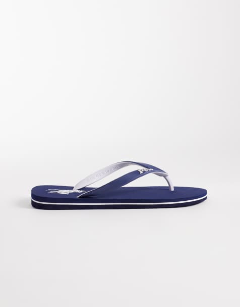 Polo Ralph Lauren – Marinblå och vita flip flops med logga - view 1