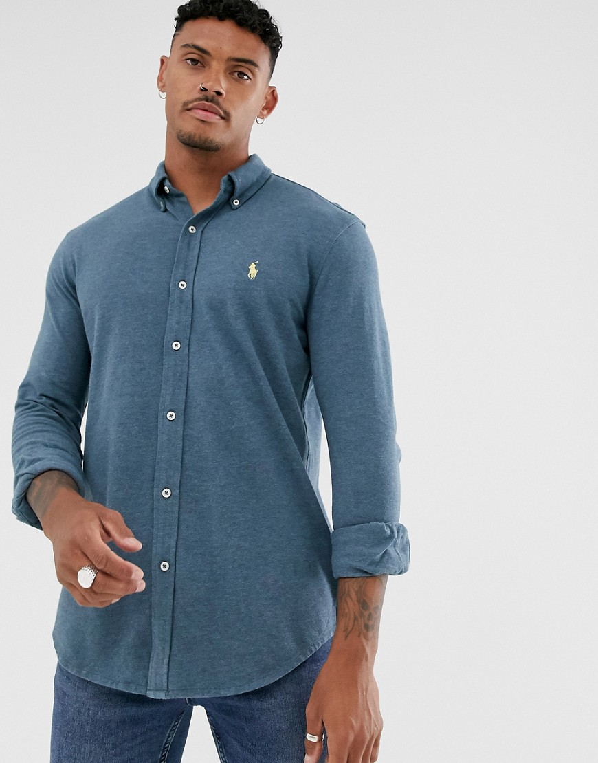 Polo Ralph Lauren – Marinblå pikéskjorta med smal passform och spelarlogga