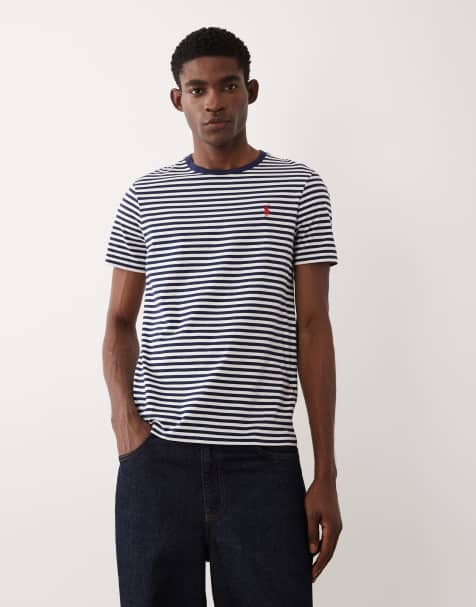Polo Ralph Lauren – Marinblå, randig, figursydd t-shirt i pimabomull med ikonlogga - view 1