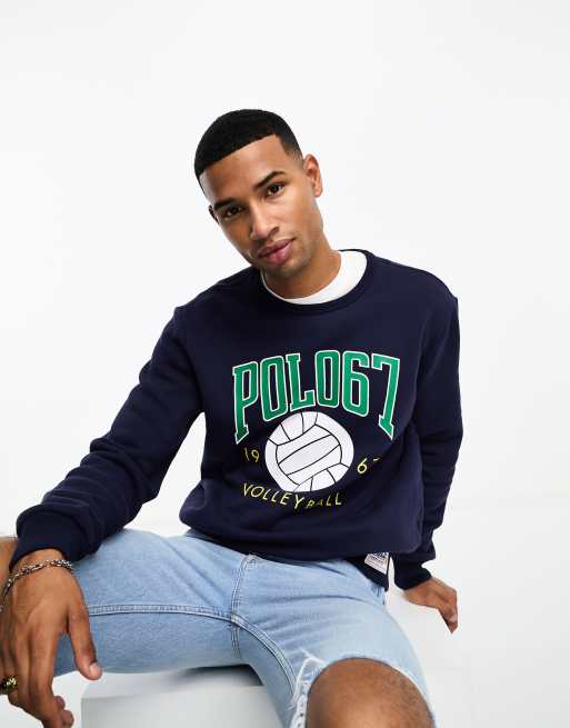 Polo Ralph Lauren – Marinblå sweatshirt med volleyboll-logga